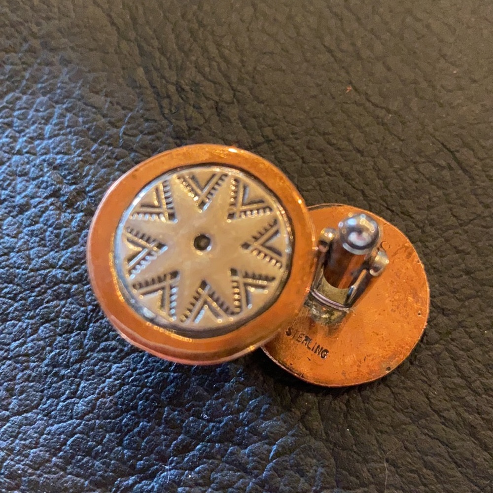 Navajo sterling silver and copper cuff links - Picture 4 of 4